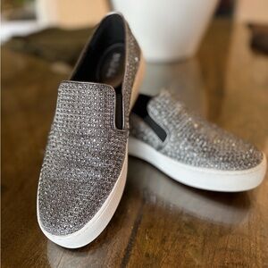 Michael Kors Silver Glitter Slip-On Sneakers